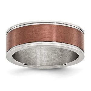 Chisel Stainless Steel Brushed and Polished Brown IP-plated 8mm Band